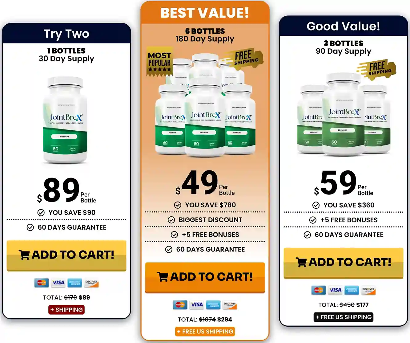 Joint Brex Pricing — 1, 3 and 6 Bottle Options